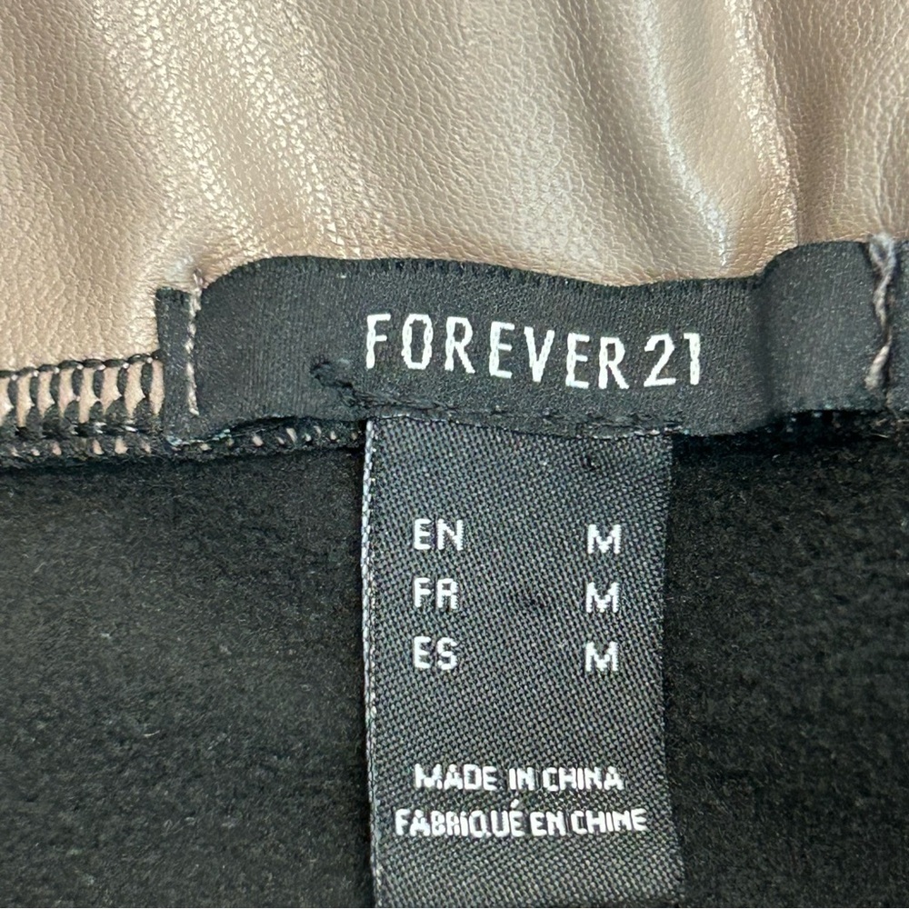 FOREVER 21 Women's Taupe Faux Leather High-Rise Leggings pleather vegan Sz M - Picture 5 of 11